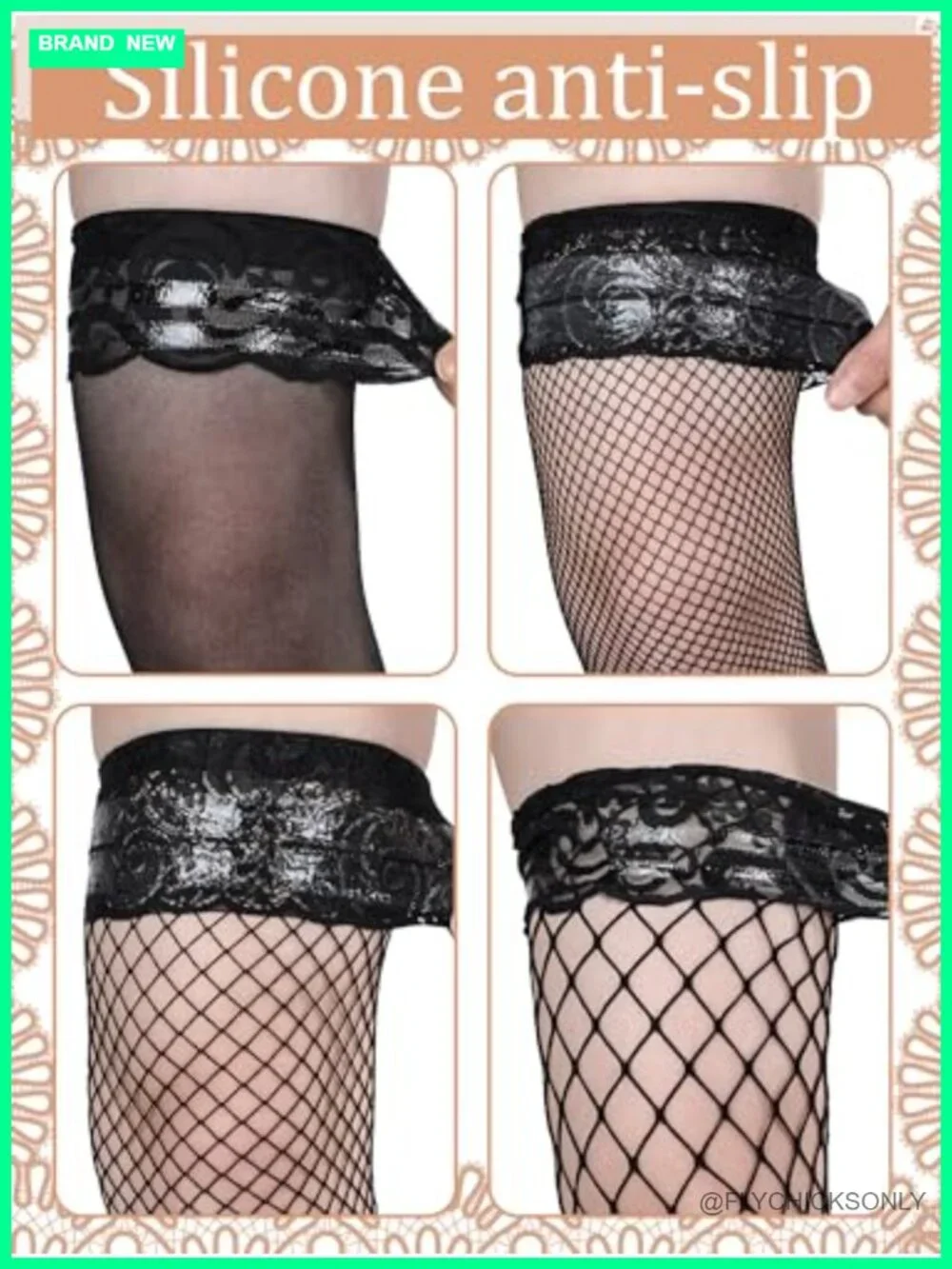 10 Pairs Silk Fishnet Thigh High Stockings Lace Top Over Knee Sheer